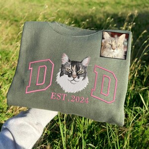 Custom Cat Dad Shirt, Custom Dog Portrait Embroidered Sweatshirt,Custom Pet Hoodie, Personalized Pet Face and Pet name Sweatshirt,Custom gif