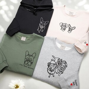 Custom Embroidered Dog Hoodie,Personalised one-line Pet Sweatshirt,Dog Mom Sweater,Unisex Embroidered Hoodie,Custom Gifts For Dog Owners