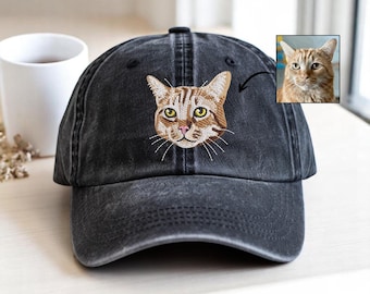 Custom Embroidered Pet Photo Hat, Personalized Dog/Cat Cap