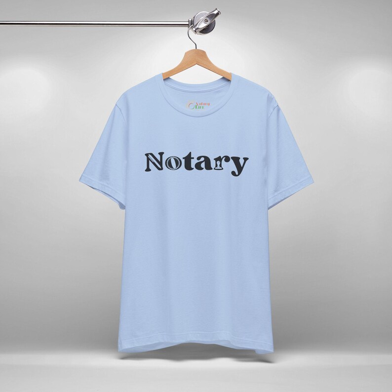 Mobile Notary Tee, Public Notary Short Sleeve T-Shirt, Loan Signing Agent Swag, Apostille Agent Shirt, Paralegal Tee, Unisex Graphic T-Shirt Baby Blue