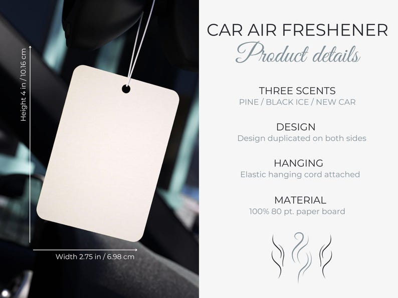 Mobile Notary Car Air Freshener, New Car, Pine or Black Ice Scent (Paper Board) image 10