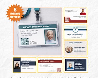 Notar-ID-Abzeichen-Vorlage, bearbeitbare Canva Notar-ID, Notar-Public-ID, mobiles Notar-Abzeichen mit Foto & QR-Code