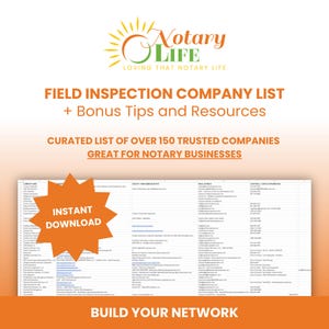 Field Inspection Marketing List for Notaries and Signing Agents, Notary Public Resources, Notary Marketing Tools, Notary Supplies image 1