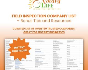 Feldinspektions-Maretingliste für Notare und Unterzeichnungsagenten, Ressourcen für Notare, Marketinginstrumente für Notare, Notarbedarf