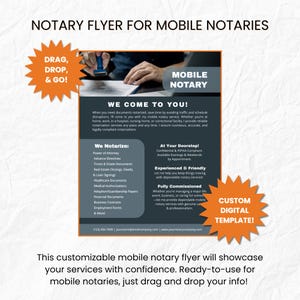 Mobile Notary Flyer Template, Canva Editable, Digital Download, Instant Marketing for Notaries, Branded Notary Public Advertising