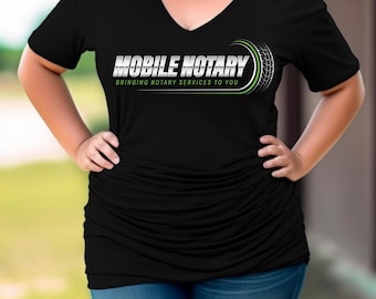 Mobile Notary V-Neck Tee, Public Notary Unisex Short-Sleeve T-Shirt, Cute Graphic Tee for Him or Her, Gift for a Loan Signing Agent