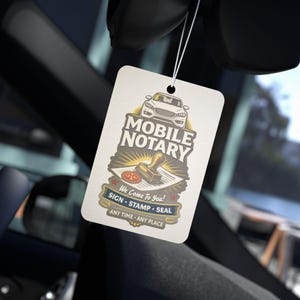Mobile Notary Car Air Freshener, New Car, Pine or Black Ice Scent (Paper Board) image 5