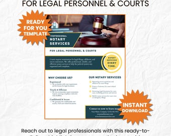 Notary Flyer Template for Legal Personnel & Courts, Brandable Canva Template, Customizable with Free Canva, Instant Download