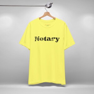 Mobile Notary Tee, Public Notary Short Sleeve T-Shirt, Loan Signing Agent Swag, Apostille Agent Shirt, Paralegal Tee, Unisex Graphic T-Shirt Yellow