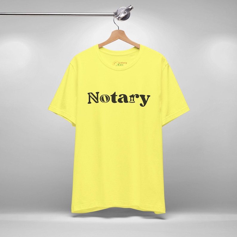 Mobile Notary Tee, Public Notary Short Sleeve T-Shirt, Loan Signing Agent Swag, Apostille Agent Shirt, Paralegal Tee, Unisex Graphic T-Shirt Yellow