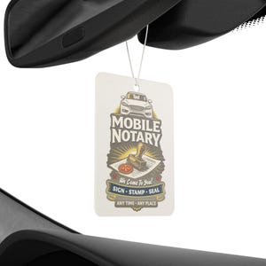 Mobile Notary Car Air Freshener, New Car, Pine or Black Ice Scent (Paper Board) image 7