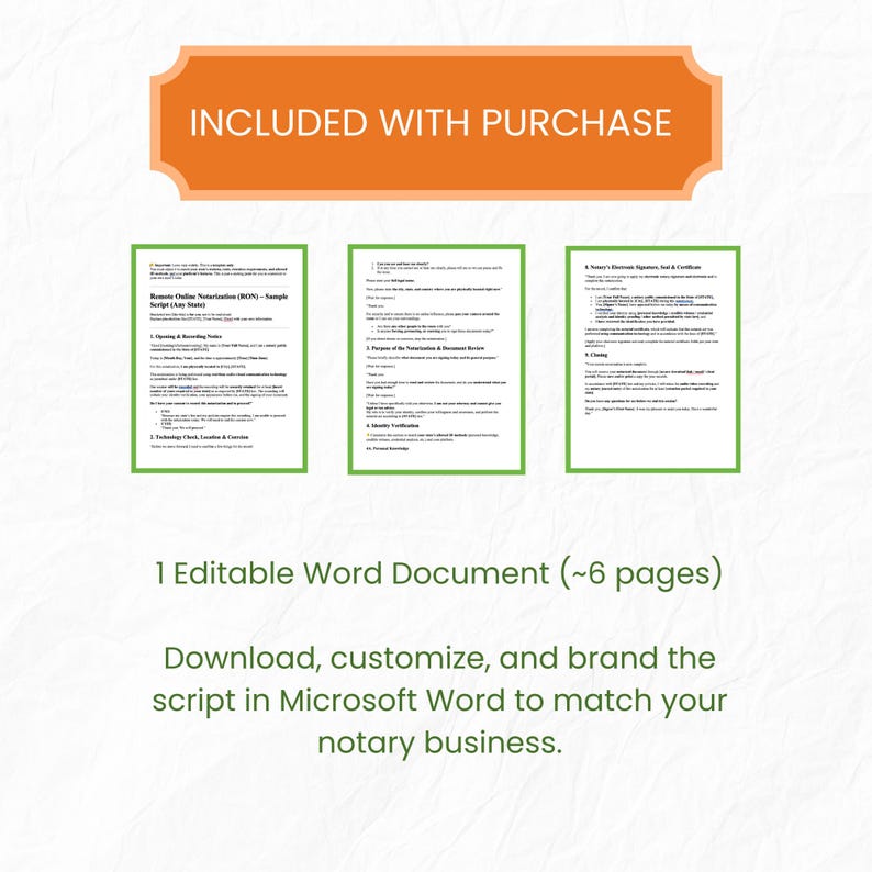 Remote Online Notarization Script PDF, Any-state RON Sample Script ...