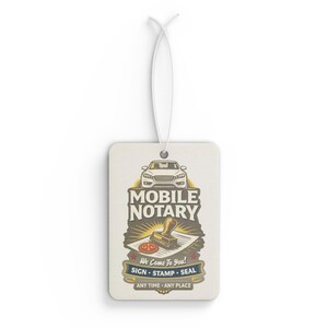 Mobile Notary Car Air Freshener, New Car, Pine or Black Ice Scent (Paper Board) image 8