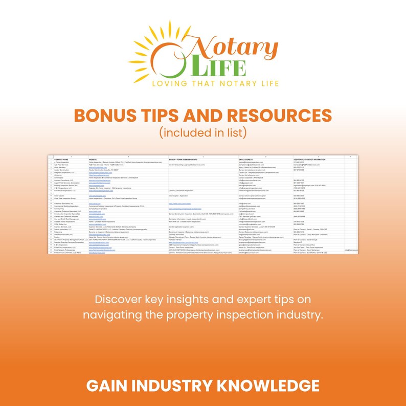 Field Inspection Marketing List for Notaries and Signing Agents, Notary Public Resources, Notary Marketing Tools, Notary Supplies image 2