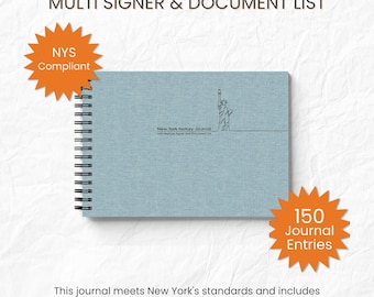 New York Notary Journal with Multiple Signers and Common Document List, Notary Log Book, Public Notary Record Book, Notary Supplies