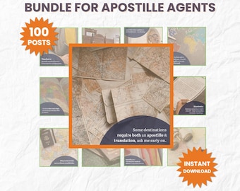 100 Apostille Makler Social Media Posts, bearbeitbares Captions Bundle, Canva-Ready-Inhalt, um mehr Kunden zu buchen