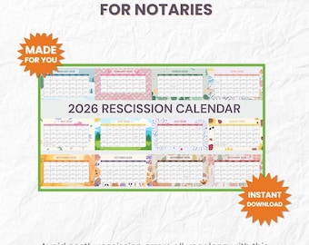 Kalender 2026 für Notare, Unterschriften, sofortiger digitaler Download, Canva Template