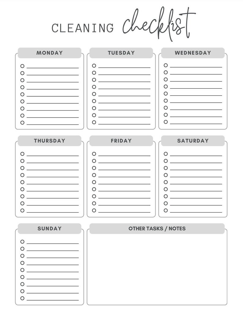 Cleaning Checklist Cleaning List Cleaning Goals Simple Etsy