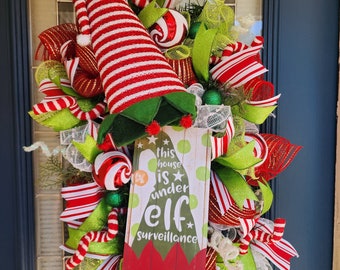 Elf Surveillance Christmas Wreath