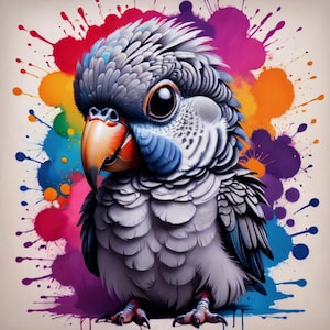 Adorable African Grey Parrot Graphics - Funny Clipart Set PNG
