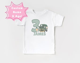 Custom Trash Truck Birthday Shirt Boy Girl Party Toddler Name Age Personalized Tee