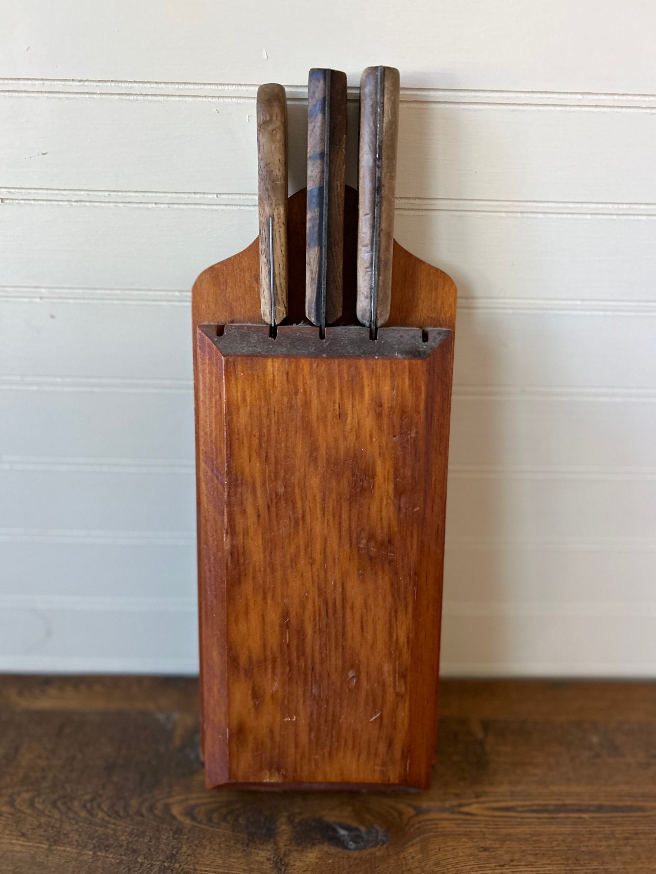 Decorative Vintage Knife Holder Knife Block Made of Old Wood
