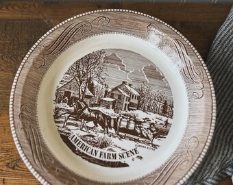 Vintage Jeannette Currier & Ives Pie Plate