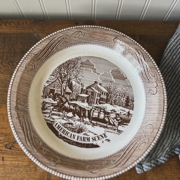 Vintage Jeannette Currier & Ives Pie Plate