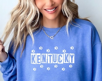 Kentucky Paw Print Comfort Colors Sweatshirt, Relaxed Fit