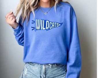 Sudadera de Kentucky, camiseta de la mascota de los Wildcats, regalo para un fanático de Kentucky, camiseta de los Wildcats de Kentucky, camiseta con la bandera del banderín de Kentucky, mascota de los Wildcats