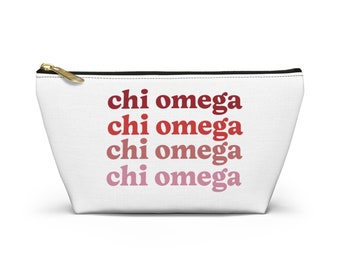 Chi omega bag, chi o makeup or accessory bag, gift for sorority sister, Chi omega merch, Chi omega sorority bag