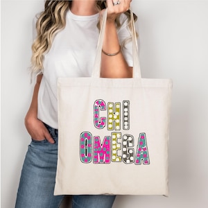 Chi Omega Canvas Tote Bag, Chi O sorority gift, Chi Omega bag, big little gift, sorority recruitment gift, sorority rush