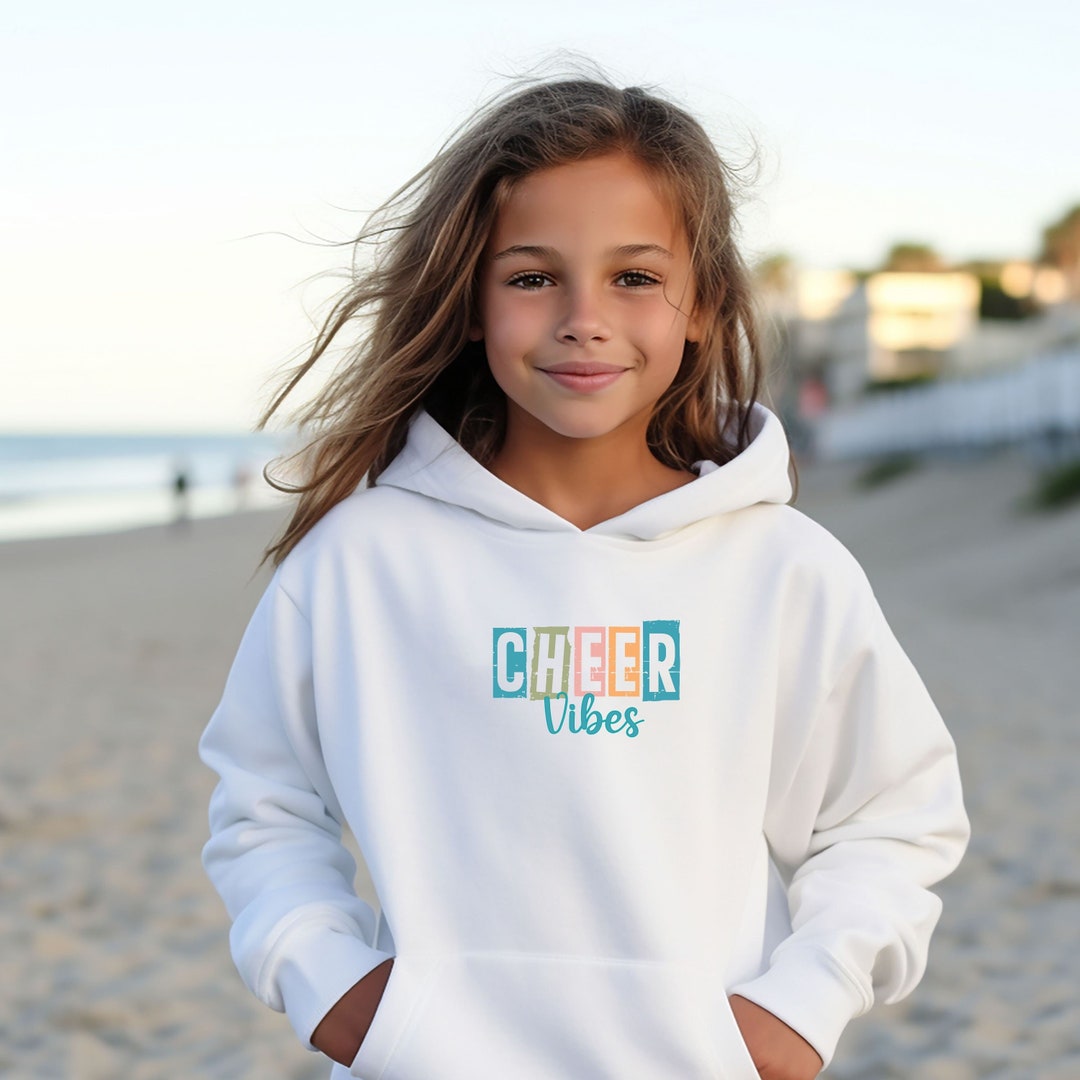 Youth Cheer Vibes Sweatshirt, Kids Cheerleader Hoodie, Girls Cheer