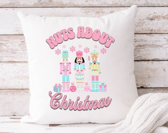 Pink Christmas Nutcracker Throw Pillow, Holiday Home Decor