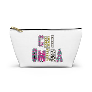 Chi Omega Accessory bag, gift for sorority sister recruitment/rush, chi o sorority bag, cosmetic travel bag, big little gift