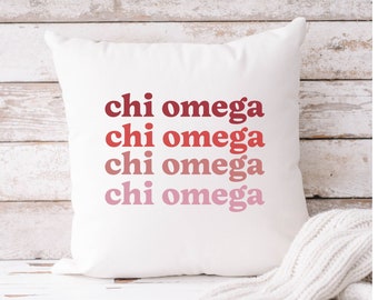 Chi Omega Pillow, Chi Omega sorority gift, Chi O gift for sorority sister, Chi Omega merch