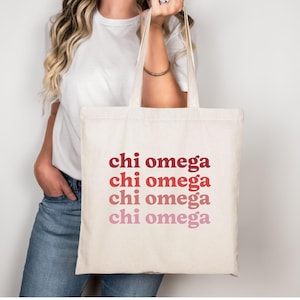Chi Omega Canvas Tote Bag, chi o sorority bag, gift for sorority, chi omega gift, gift for big lil, sorority rush gift