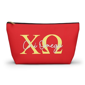 Chi omega bag, chi o makeup or accessory bag, gift for sorority sister, Chi omega merch, Chi omega sorority bag