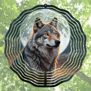 Wolf and Moon Sublimation Wind Spinner Design - Wind Spinner Designs - Sublimation Download - PNG, Digital Design Download