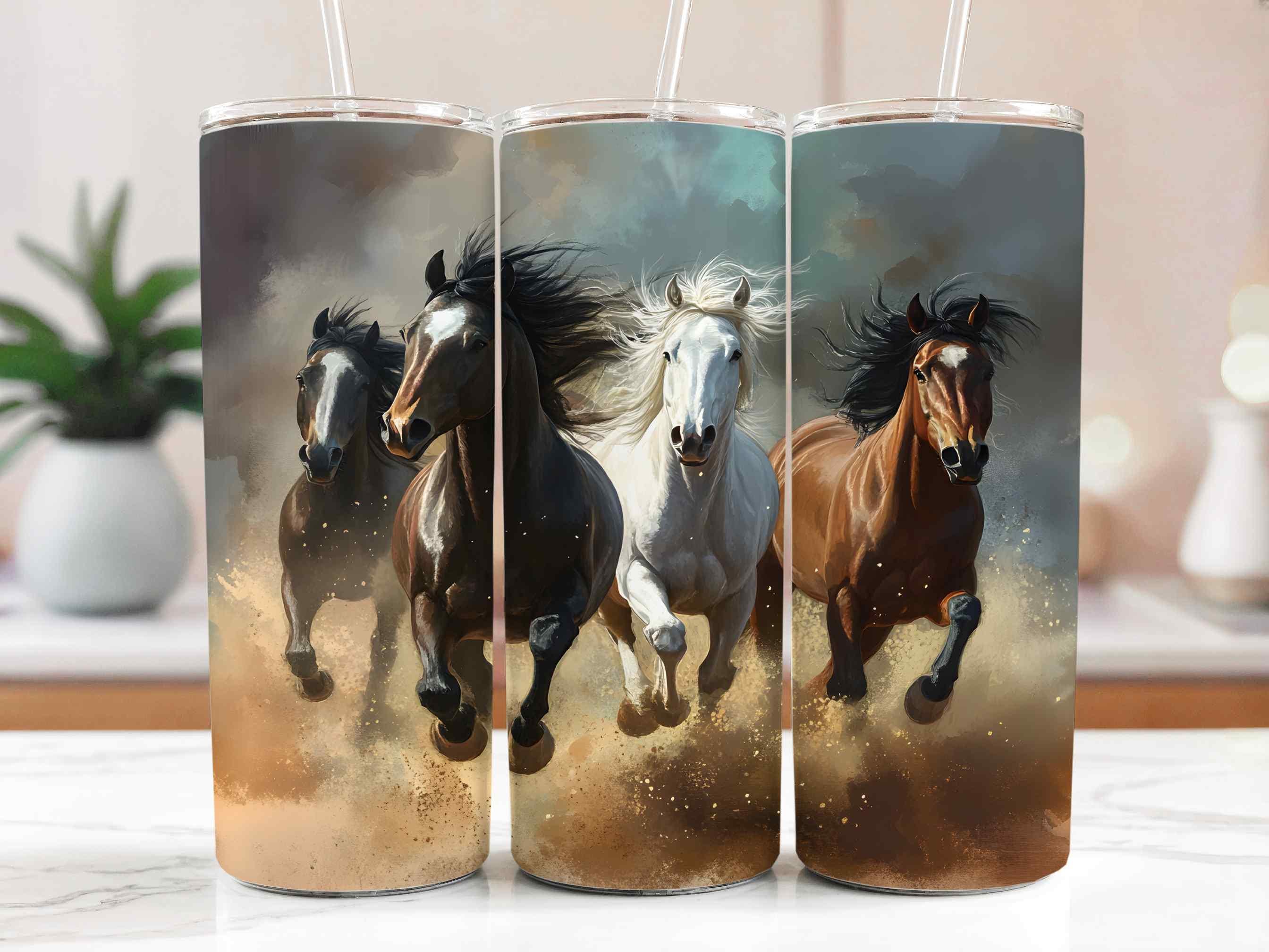 Wild Horses Running Tumbler Wrap - 20oz Skinny Wrap - Nature-inspired ...
