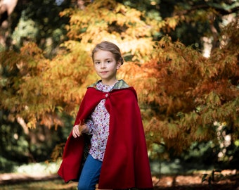 Wool cashmere cape - red jungle