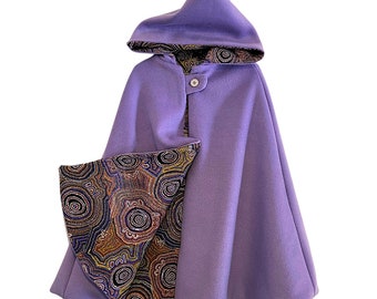 Wool cashmere cape - purple