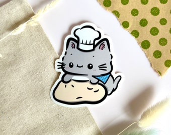 Cute Cat Kneading and Making Biscuits Glossy Vinyl Sticker