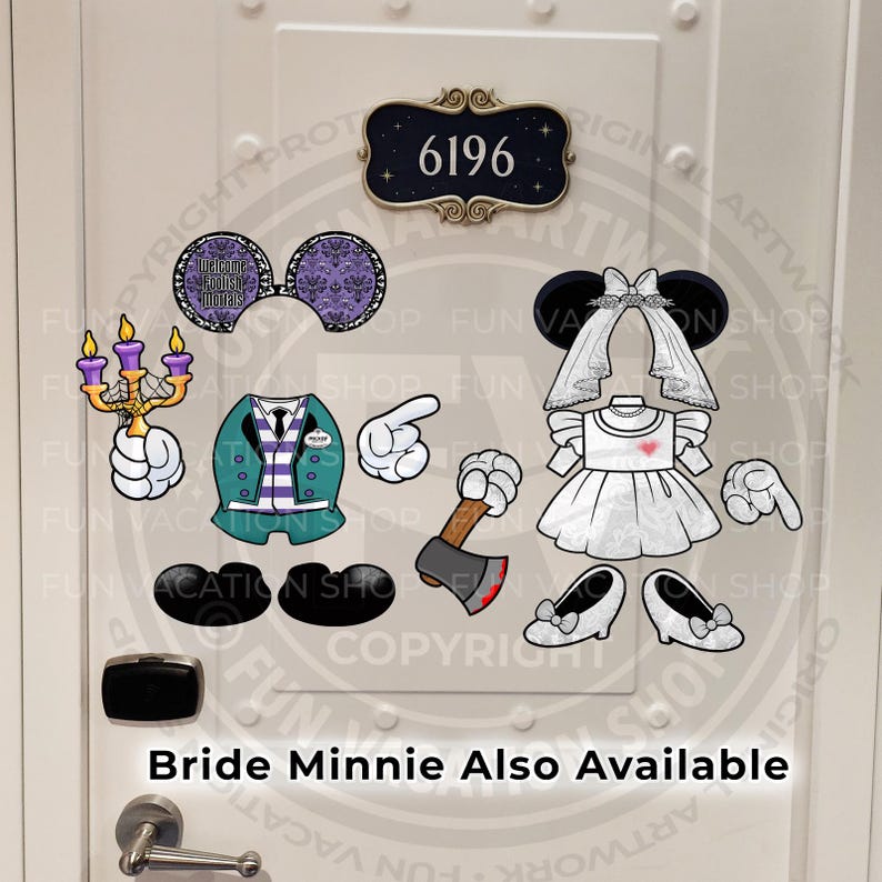 6-Piece Haunted Mansion Mickey Disney Cruise Door Magnet Set | Disney Haunted Mansion Cruise or Resort Door Magnet Sign | Disney Cruise Gift