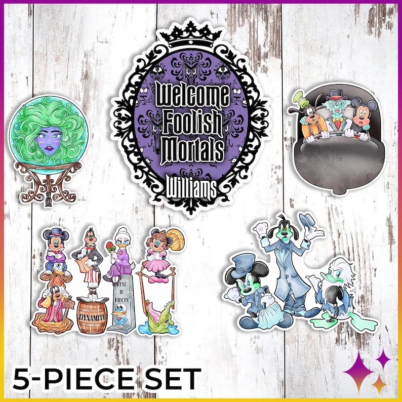 Haunted Mansion Disney Cruise Door Magnet 5-Piece Set | Disney Haunted Mansion Cruise or Resort Door Magnet Sign | Disney Cruise Gift