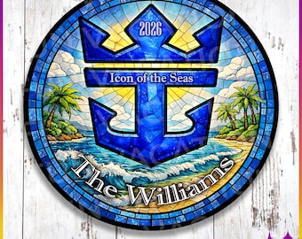 Royal Caribbean Cruise Door Magnets Stained Glass | Personalized Royal Caribbean Cruise Magnets | Cruise Door Anchor Magnet | Cruise Gift