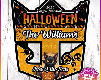 Halloween Cruise Door Magnet for Royal or Any Cruise Line | Personalized Halloween Cruise Door Magnet Sign | Halloween Cruise Gift