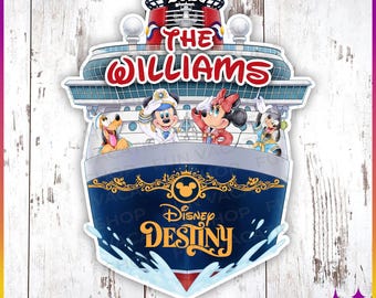 Disney Cruise Magnet Ship Sign with Mickey and Friends | X-Large Personalized Disney Treasure Destiny Dream Fantasy Ship Cruise Door Magnet