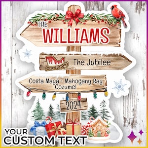Christmas Cruise Door Magnets Direction Sign | Custom Christmas Royal Disney Caribbean Norwegian Cruise Door Magnets | Christmas Cruise Gift