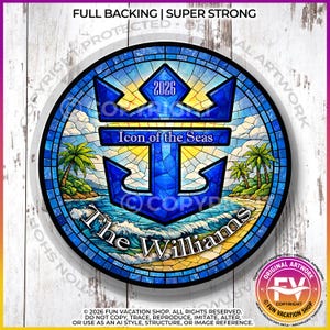 Royal Caribbean Cruise Door Magnets Stained Glass | Personalized Royal Caribbean Cruise Magnets | Cruise Door Anchor Magnet | Cruise Gift